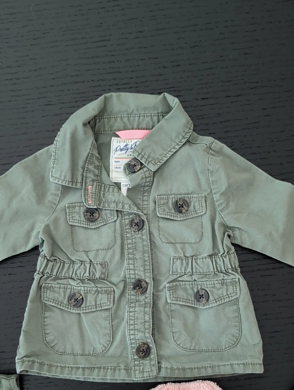 Lot 4 Olive Green Utility Jacket Faux Fur Vest Pink 9 / 12 Months Girl Pink